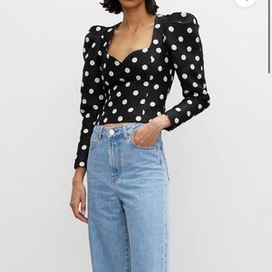 ROHE Puff Sleeve Polka Dot Top, SIZE 40
